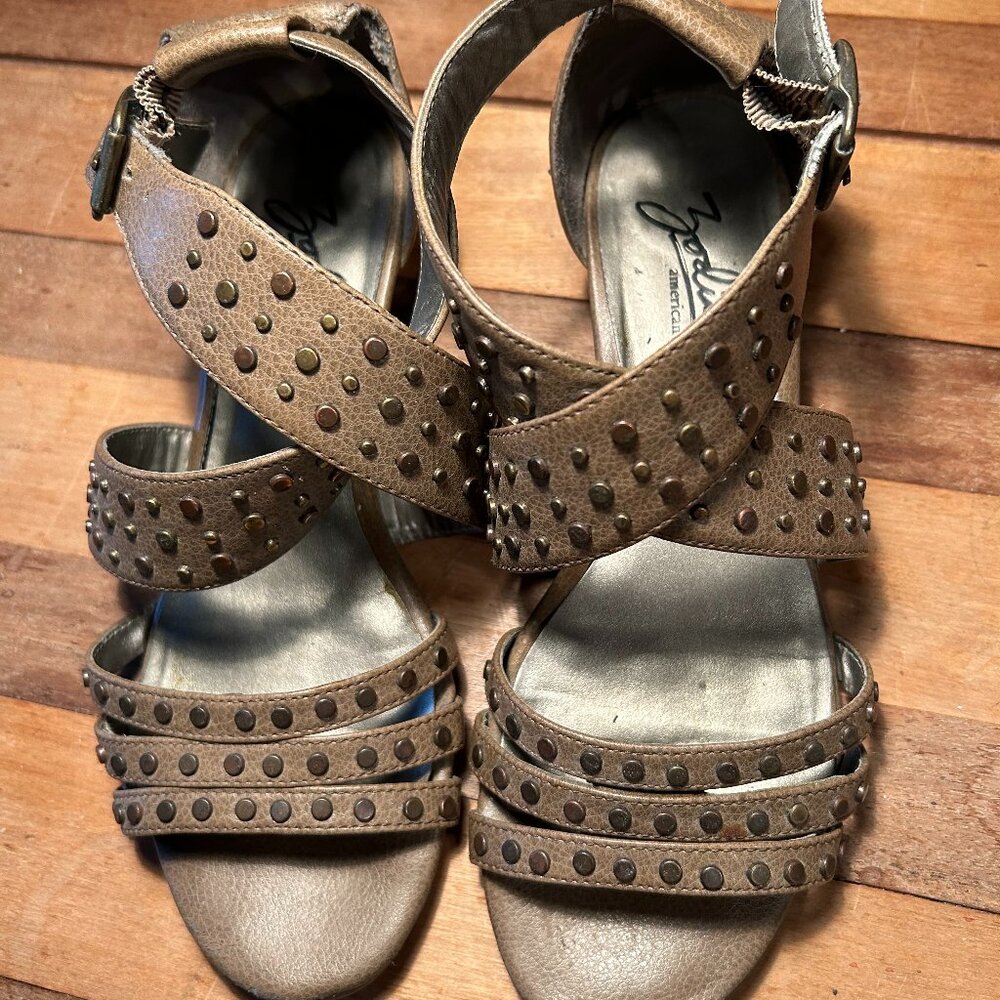 Zodiac strappy, studded, low heeled, party shoes, size 7 Leather